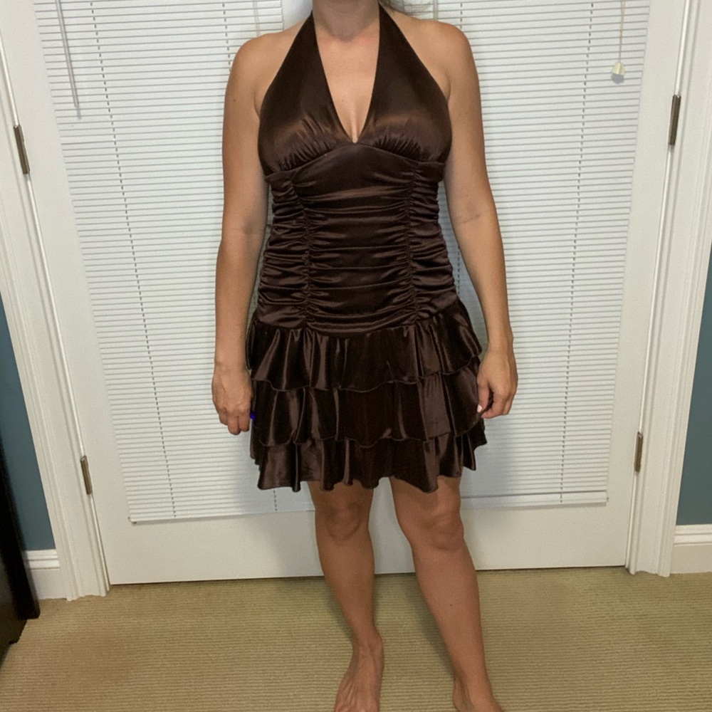 Brown Satin Dress